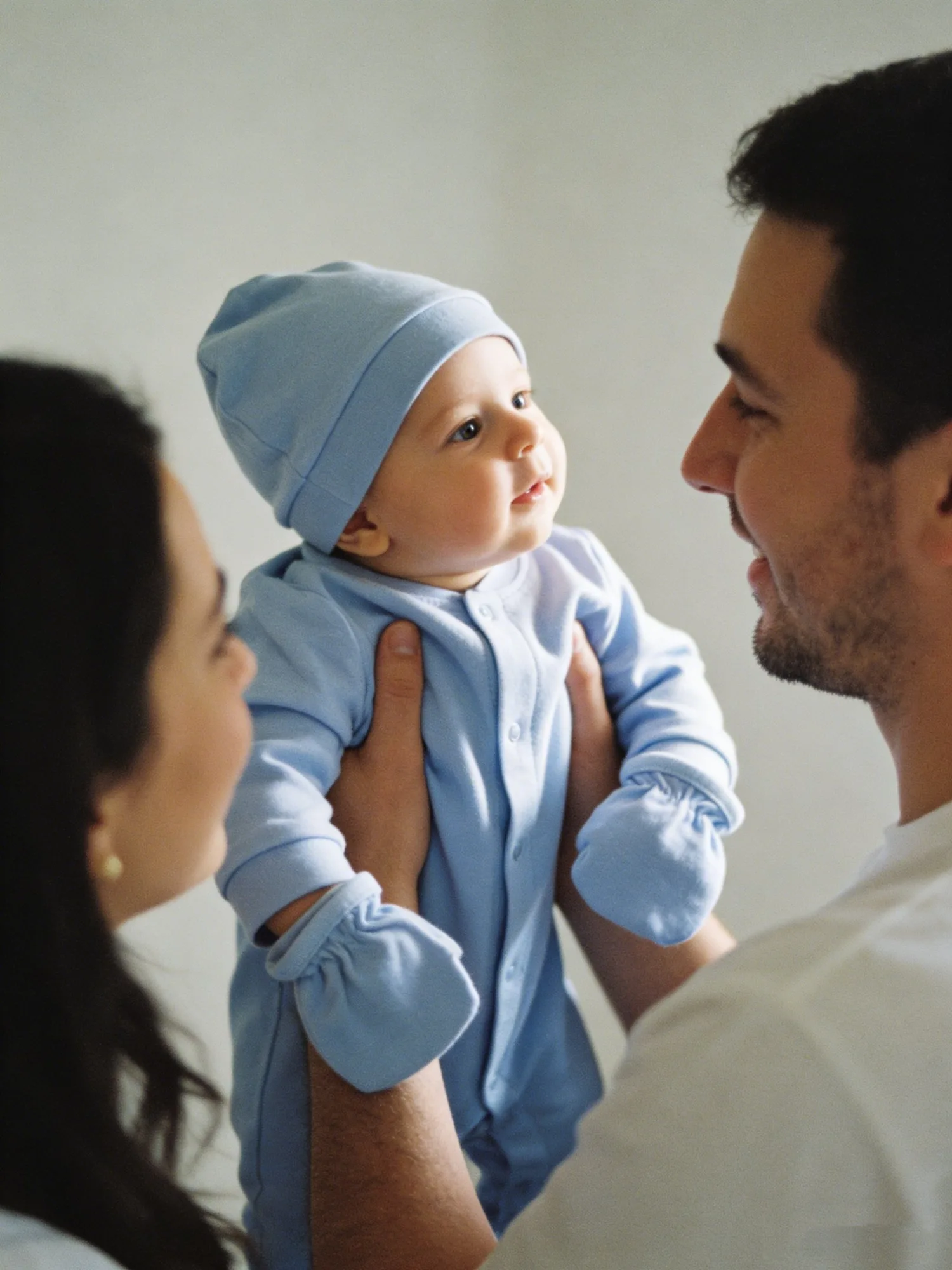 Newborn Boy Blue Essentials - Cotton Onesie Hat Swaddle for Hospital