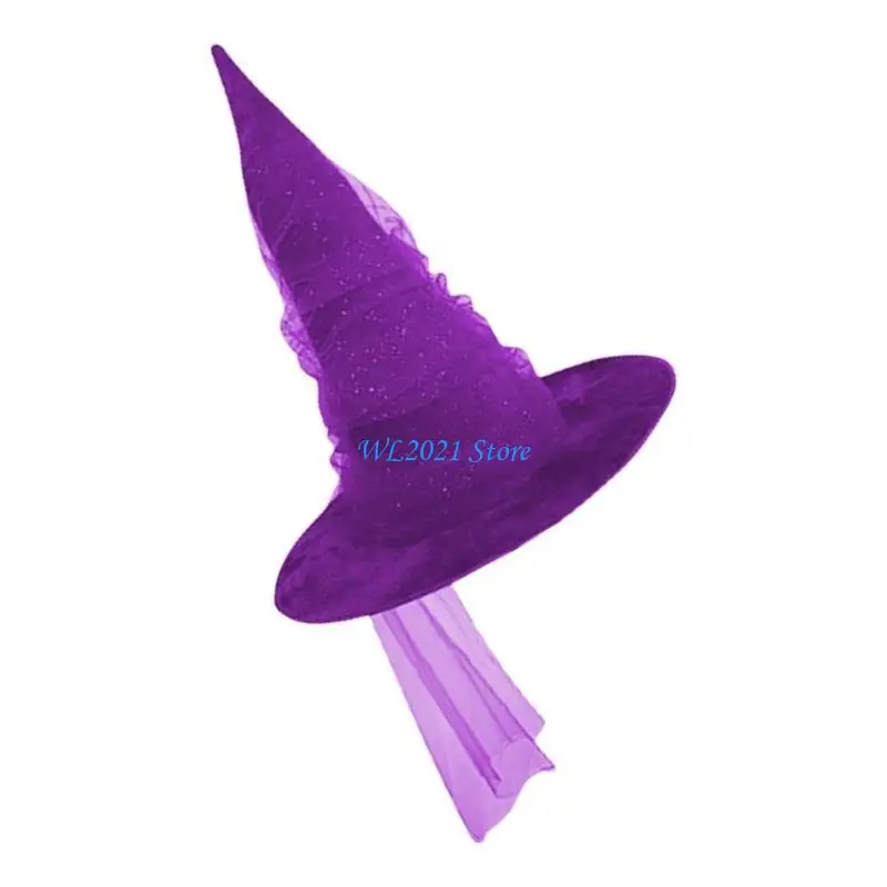 

G5GC Popular Ruched Mesh Witch Hat With Breathable Design Great For Women Halloween Drama Shows And Photoshoots