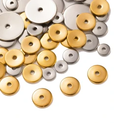 50Pcs 4/6/8/10mm Stainless Steel Golden Flat Round Disc Loose Spacer Beads For DIY Bracelets Necklace Jewelry Making Supplies