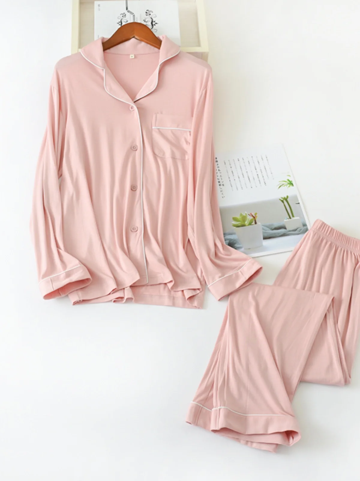 Soft Modal Sleepwear Long Sleeve Thin Casual Home Clothes Set for Men And Women Suitable for Spring Summer Autumn Air Conditi...