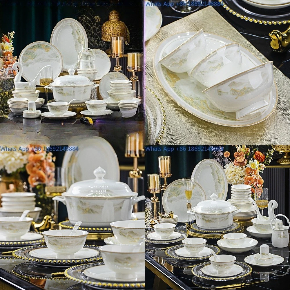 High Temperature Bone China Tableware Set for Home Use Wedding Moving Gift