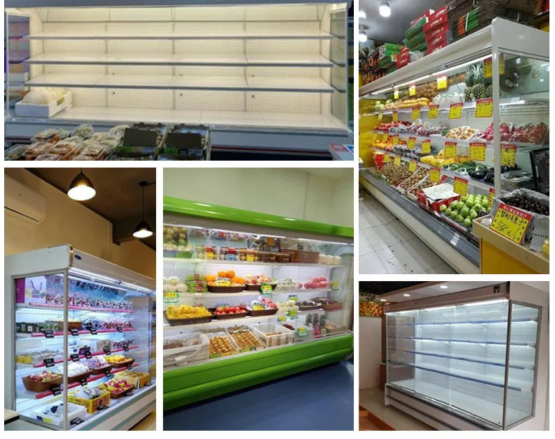 Gabinete de mantenimiento fresco de frutas, supermercado comercial, máquina dividida de 2 metros, vitrina refrigerada, gabinete de pedido caliente picante