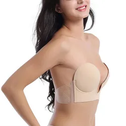 Women Sticky Bra Without Strap Blackless Silicone Push Up Bralette Underwear One Piece Adhesive Invisible Strapless Bra Seamless