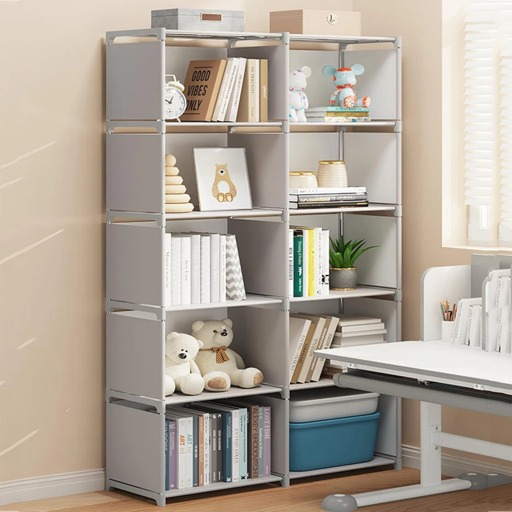 Stackable Bookshelf Multi-layer Portable Wardrobe Square Storage Rack Metal Storage Rack Easy Assembly Bedroom Book Organizer