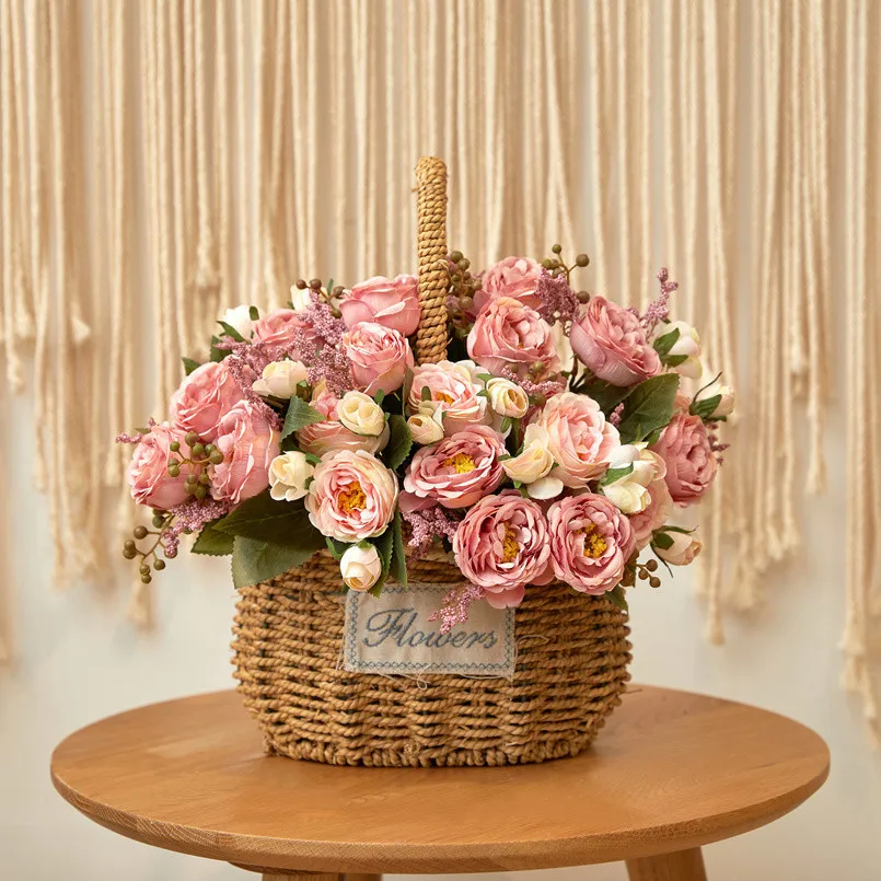 6 Stück Künstliche Blumen aus Seide, Pfingstrosen und Rosen, Dekoration für Zuhause, Garten, Terrasse, Festtisch, DIY-Geschenk, Hochzeits-Brautstrauß-Requisite – Detail 1