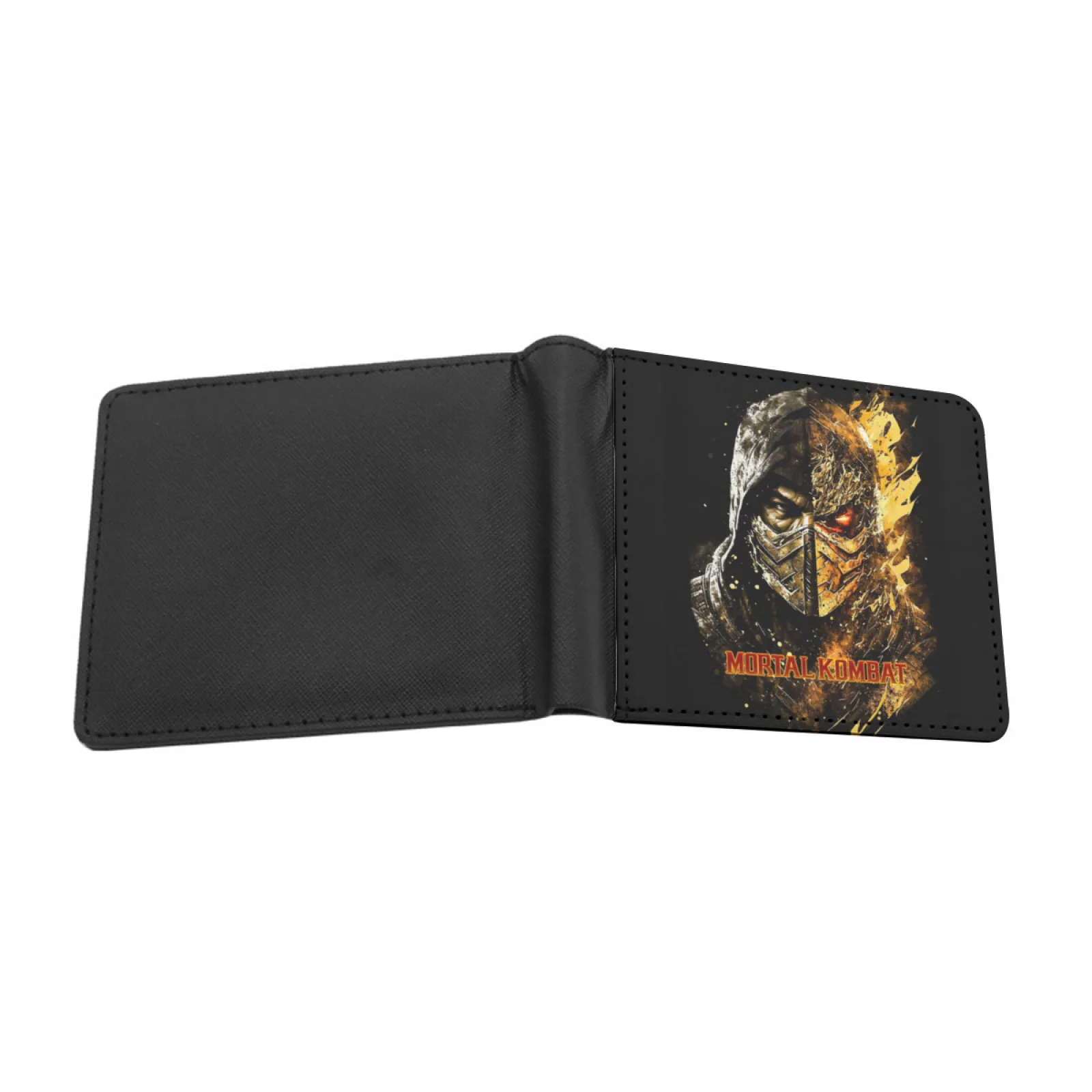 مورتال كومبات العقرب جلد الرجال محافظ حامل بطاقة الائتمان محفظة محفظة سوداء مورتال كومبات العقرب Ai الفن الرقمي فيديو #2
