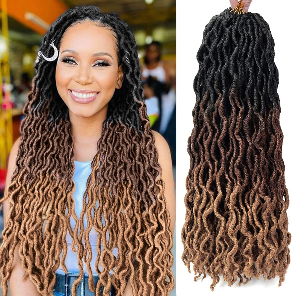 Goddess Faux Locs Crochet Hair 6 Packs/Lot Soft Gypsy Locs Wavy Crochet Braids Synthetic Dreadlocks 3Tone Curly Wavy