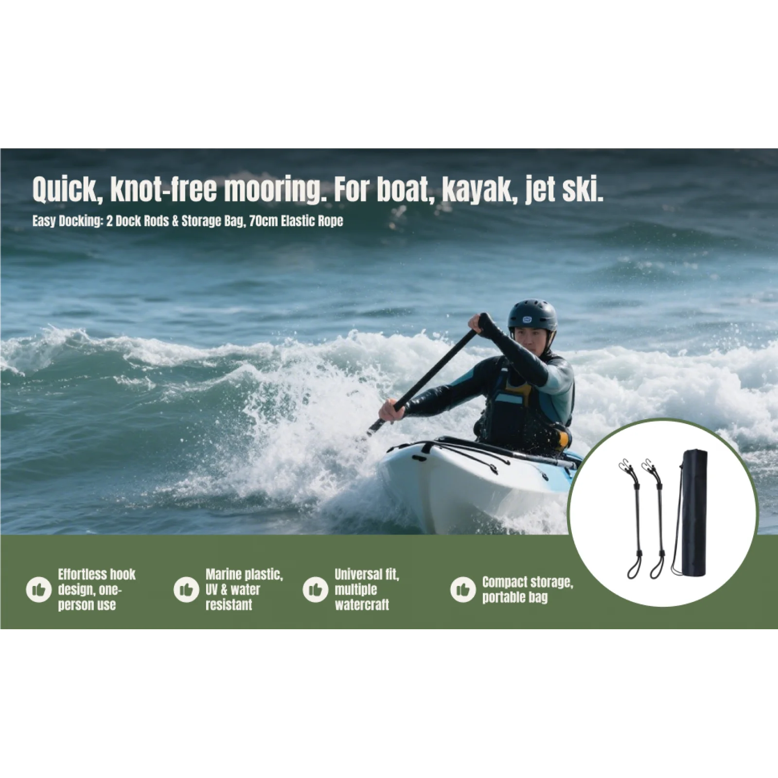 قضبان قفص الاتهام لحبل مرن مجموعة ملحقات رائعة من حبال بنجي مع خطافات وحقيبة تخزين لمالك القارب #4