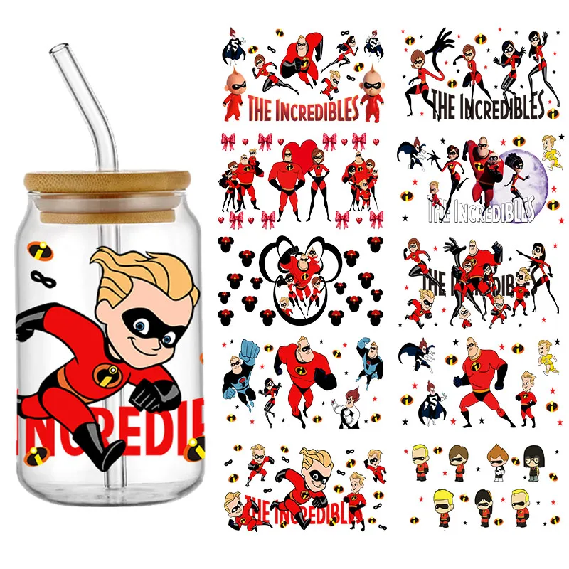 Суперсемейка с героями мультфильмов, 16 унций, УФ DTF, обертка для чашки, стеклянная наклейка Libbey, перенос стакана для чашек Libbey Суперсемейка с героями мультфильмов, 16 унций, УФ DTF, обертка для чашки, стеклянная наклейка Libbey, перенос стакана для чашек Libbey