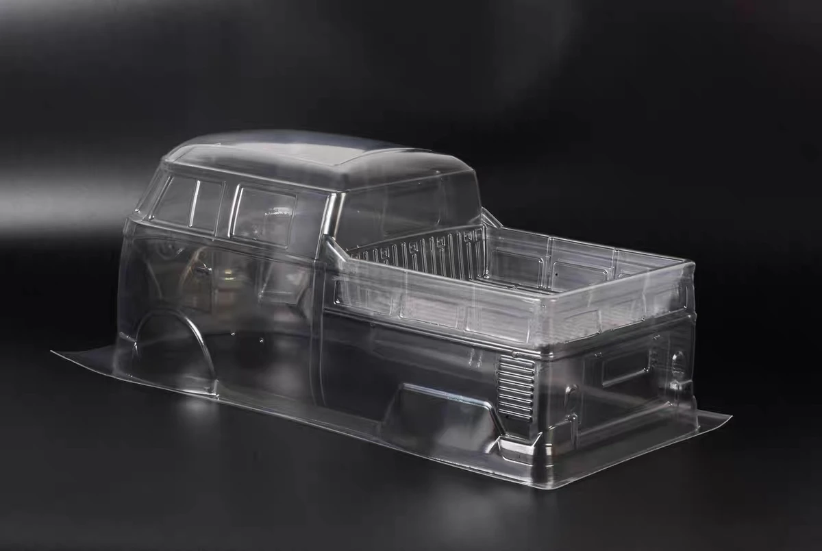

1/10 VW Kombi Dual Cab Pick Up Clear Lexan Корпус кузова автомобиля с листом наклейки подходит для шасси радиоуправляемого автомобиля (колесная база 58 мм) Tamiya hsp hpi