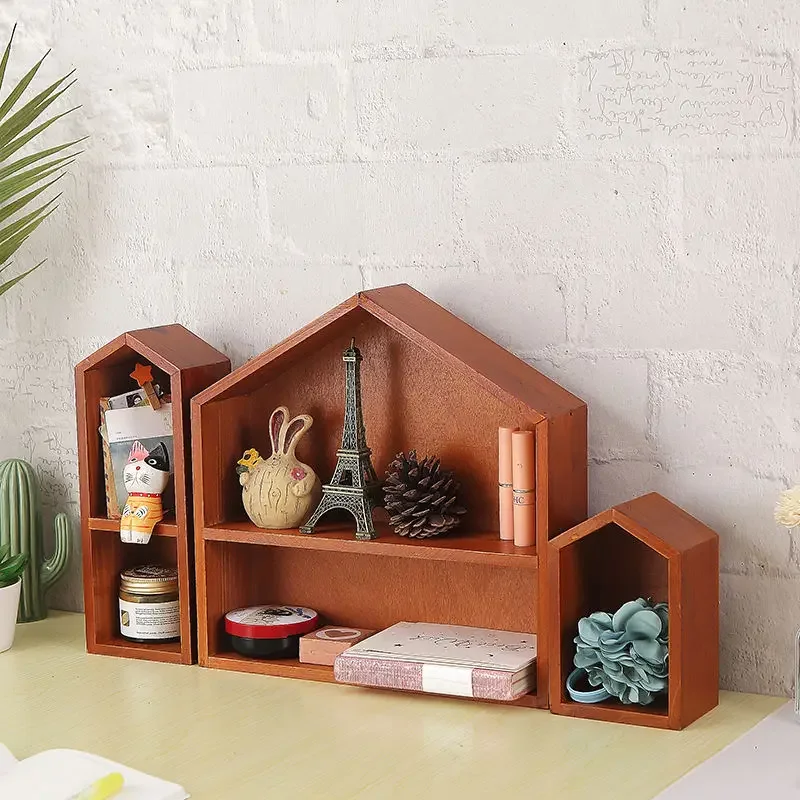 Solid wood desktop perfume bubble mart doll handheld office boy blind box display rack shelf decoration storage box