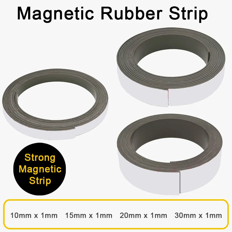 10*1 20*1 30*1mm Self Adhesive Magnetic Strip Tape Rubber Refrigerator Flexible Magnetic Strip For Home Hot Sale