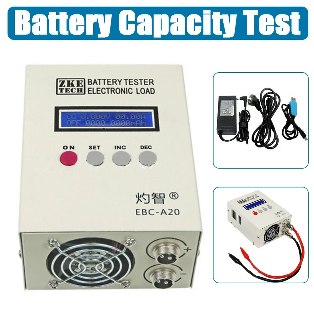Probador de baterías EBC-A20, adecuado para baterías de litio y plomo de 30 V, 20 A, 85 W, probador de descarga A20, fuente de alimentación A20