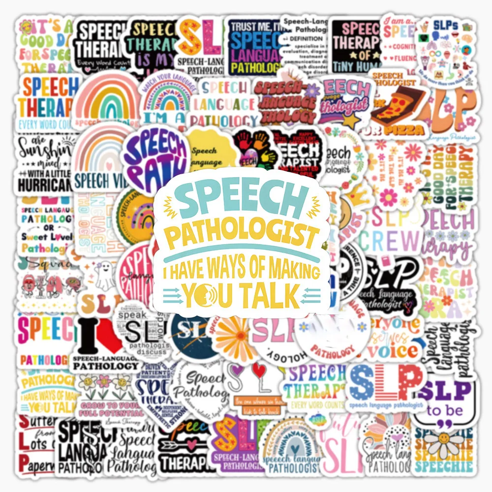 10/100pcs SLP Stickers Speech Language Pathologist Aesthetic Waterproof Stickers for Water Bottle Skateboard Guitar Decals