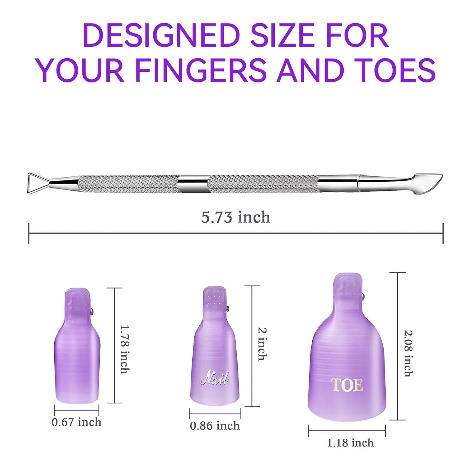 Makartt Gel-Nagellackentferner-Clips-Set, mit doppelseitigem Nagelhautschieber aus Metall, 20 Stück wiederverwendbarer Kunststoff für Finger und Zehen