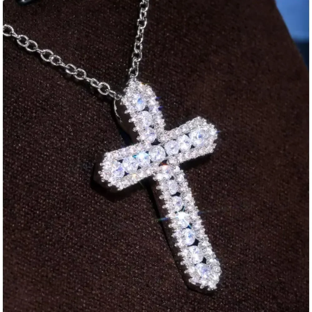 Korean Fashion Cross Pendant Necklaces Women with Crystal Cubic Zircon Simple Stylish Girl Accessories Party Jewelry Gift X5981