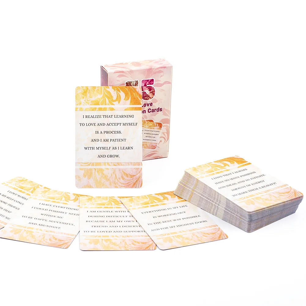 Tarjetas didácticas de afirmación de amor propio, 55 Uds., citas positivas, cuidado personal, soporte emocional, herramienta de salud Mental, juegos de mesa