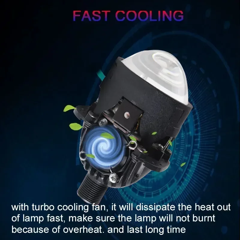 Sanvi 2,5 pulgadas S8 MINI Auto Bi lente de proyector LED para faros de coche 35W 6000k H4 H7 9005 9006 luz LED luz de conducción de ojo de Ángel