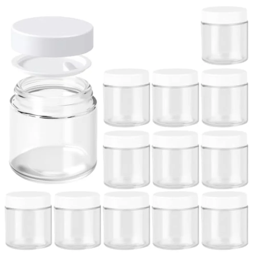 

Стеклянные банки Hoa Kinh 4 унции с крышками, 12 штук, прозрачные, пустые косметические контейнеры, круглые герметичные стеклянные банки с внутренней вставкой