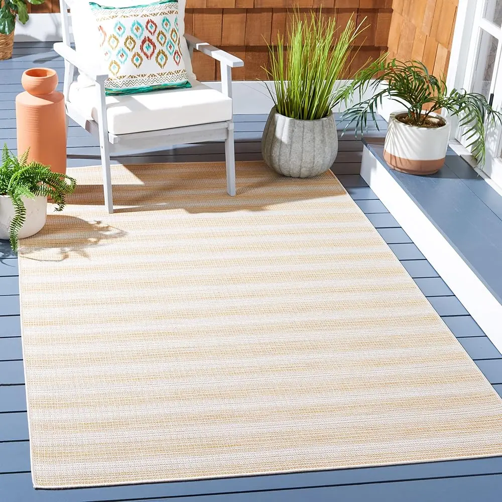 

Hampton Collection Area Rug - 5'1"" X 7'6"", Yellow, Non-Shedding & Easy Care, Indoor/Outdoor & Washable-I For Patio, Backyard,