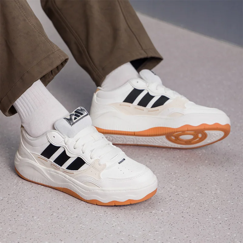 Adidas  Off White Chunky Platform Skate Shoes  Black Three Stripe Gum Sole Casual Sneakers Men Women KH9025