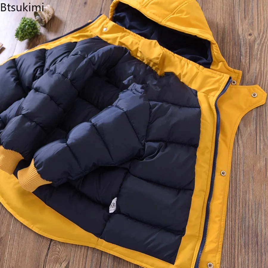 2026 Winter New Boys' Down Jacket Handsome Middle Aged Children's Outdoor Stormtrooper Coat Cotton Girl Thickened Jacket 5-14Y