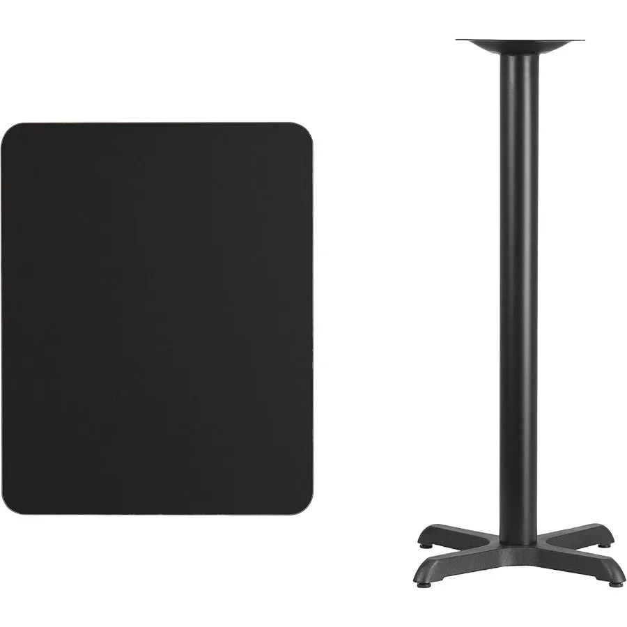 Stiles 24'' x 30'' Rectangular Black Laminate Table Top with 22'' x 22'' Bar Height Table Base