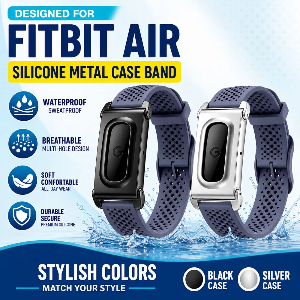 Silicone Band for Google Fitbit Air Porous Adjustable Sweat Resistant Watch Band Accessory Light for Google Fitbit Air Fitness