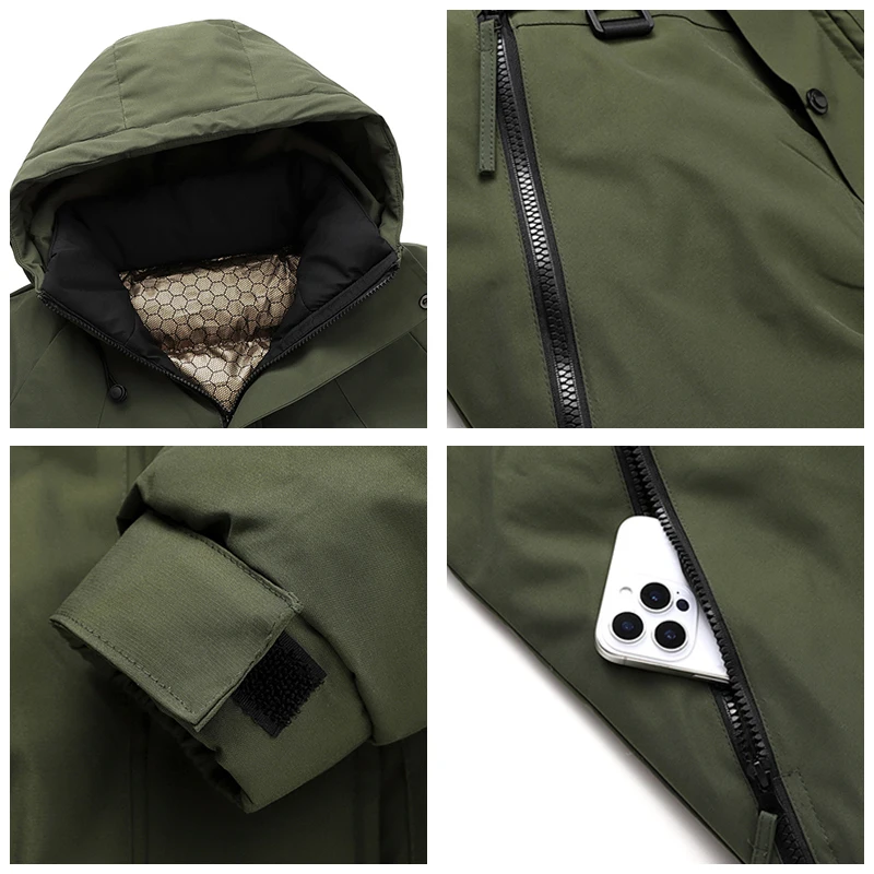 New Breathable Fashion Hooded Men Jacket Outdoors Loose Comfort Versatile Casual Solid Coat Winter Thickening Keep Warm Parka