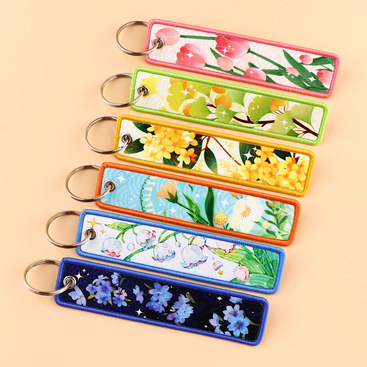 Retro Flowers Embroidery Key Fobs Key Tag Keychain For Motorcycles Cars Backpack Chaveiro Fashion Key Ring Accessories Gifts