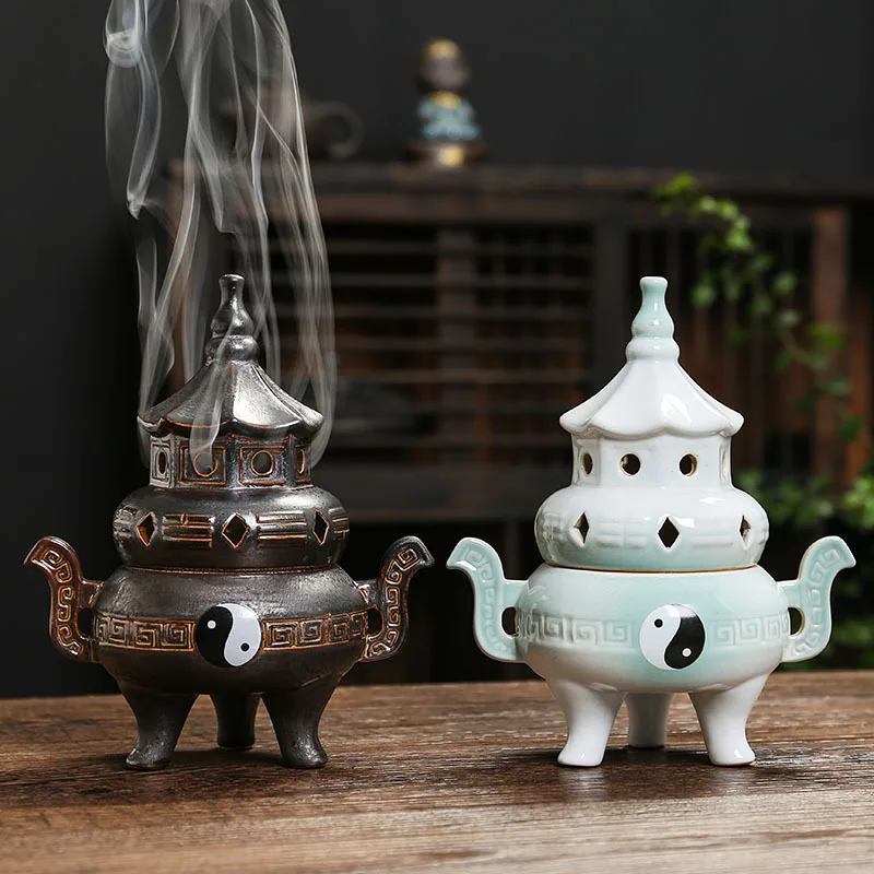 Chinese Ceramic Plate Incense Burner Home Indoor Zen Tea Room Tea Table Aromatherapy Stove Fragrance Path Decoration