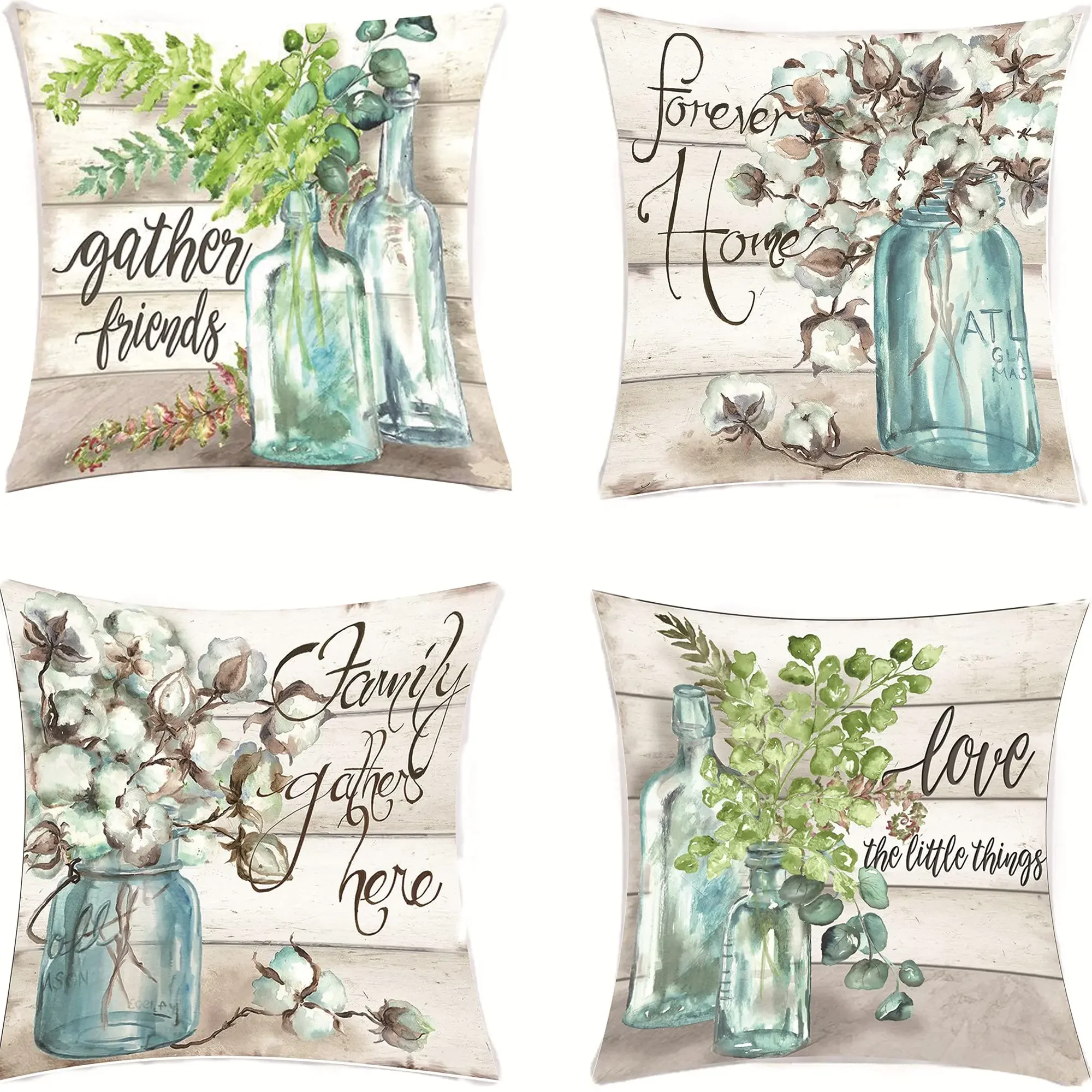 Glass vase flower arrangement printed linen pillowcase sofa cushion cover home decoration can be customized for you 40x40 50x50