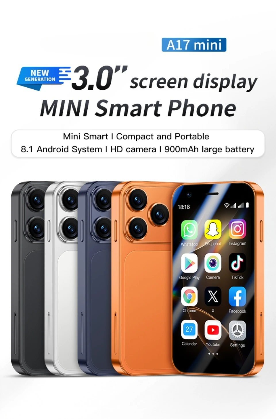 SOYES A17 Mini Android8.1 Smart Phone 3.0 Inches 2GB RAM 16GB ROM