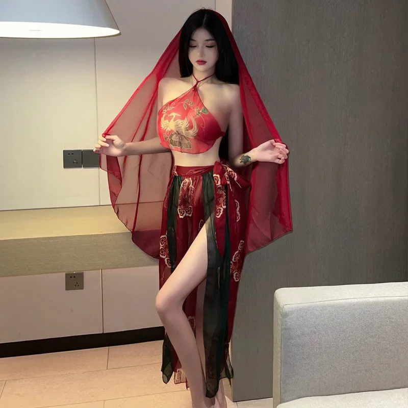 

Sexy Perspective Women's Sexy Cosplay Costumes Asian RolePlay Suit 4 Pieces Chinese Midi Lingerie Geisha Kimono Hanfu Dress