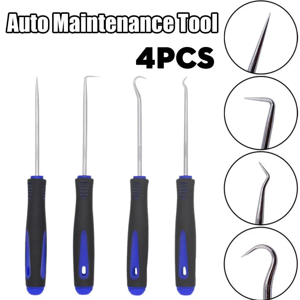 4Pcs Car Long Pick & Hook Set Gasket Puller Pick Tools For Removing Auto Oil Seal O Seal Tool Oil Sealers Screwdrivers Kit