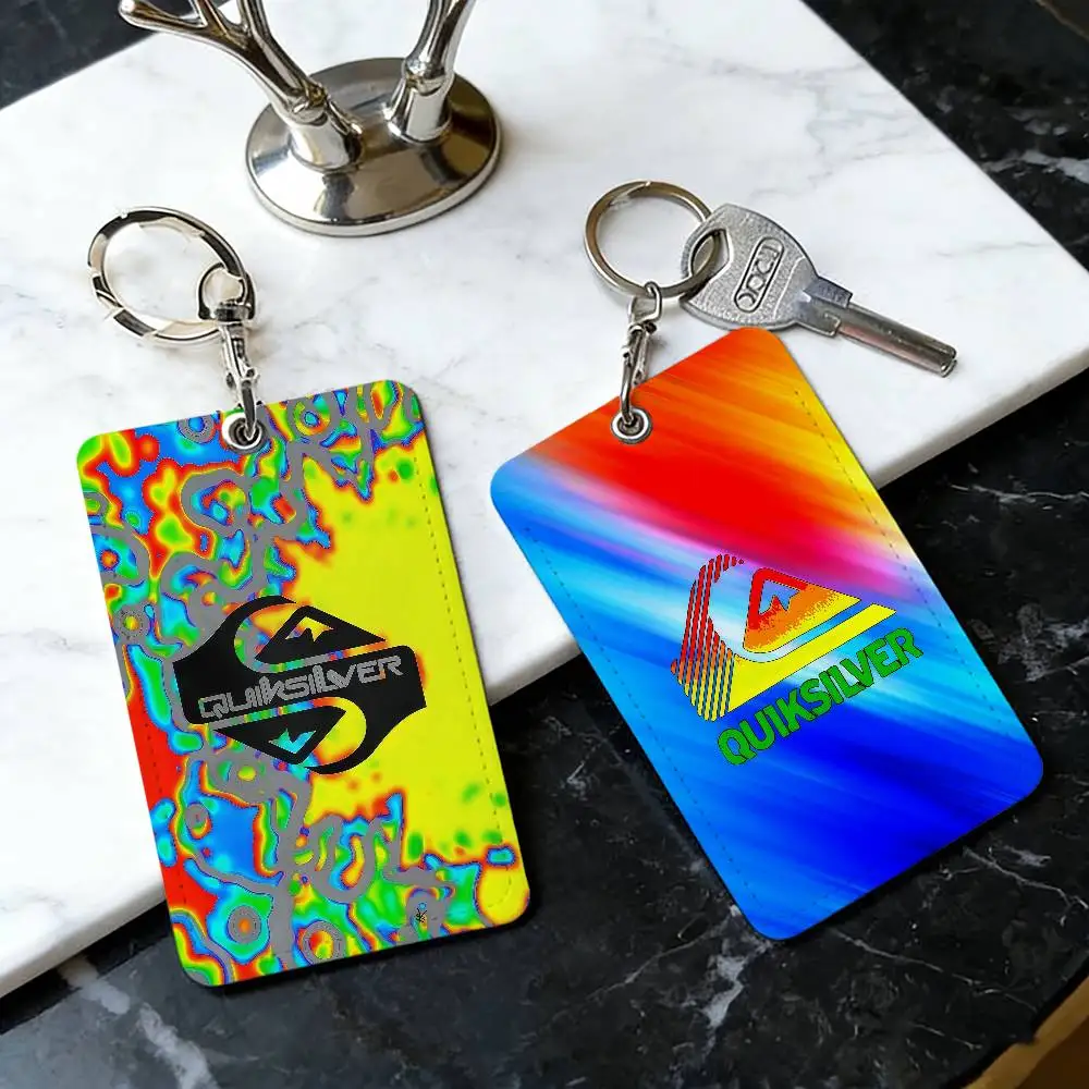Q-Quiksilver-ES Funda Protectora Rectangular de Cuero PU Suave con Logotipo para Tarjetas, Accesorio de Moda Juvenil, Porta Tarjetas