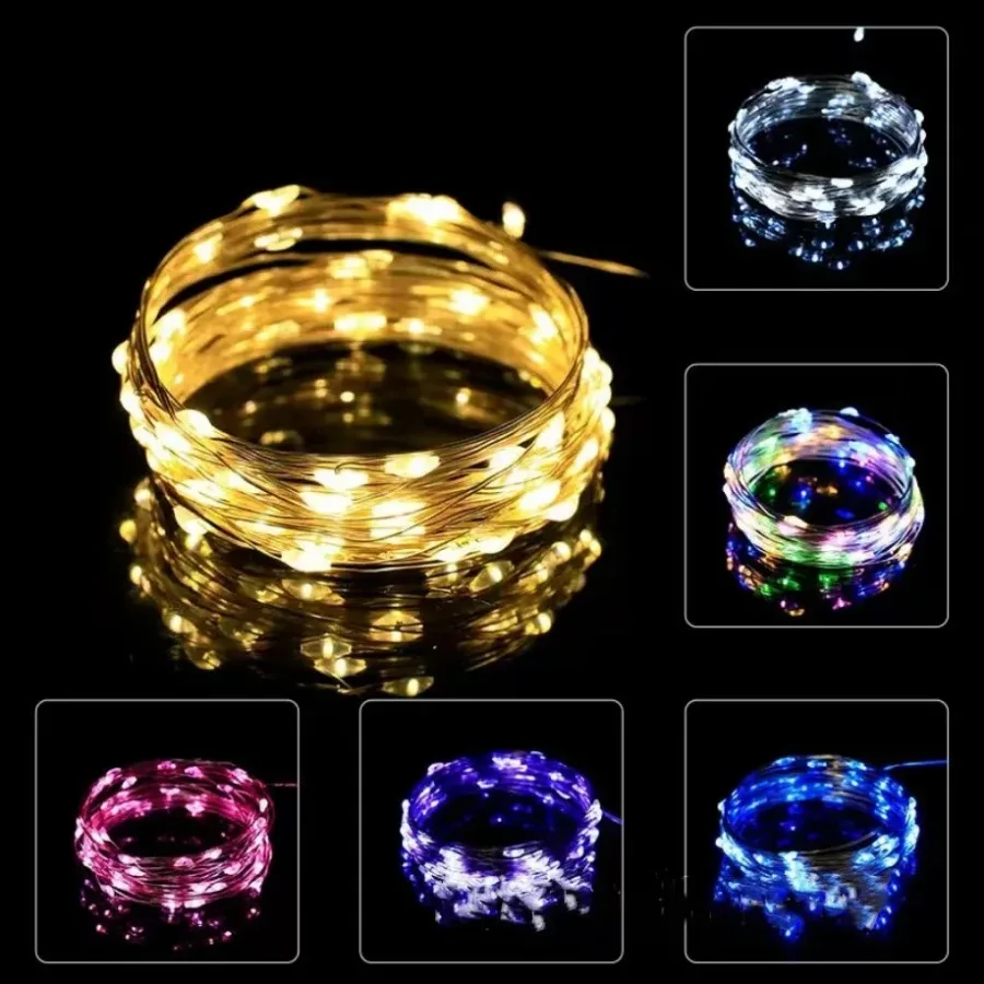 Impermeável LED String Lights, fio de cobre, bateria operado, DIY, festa de casamento, decoração de Natal, 5m