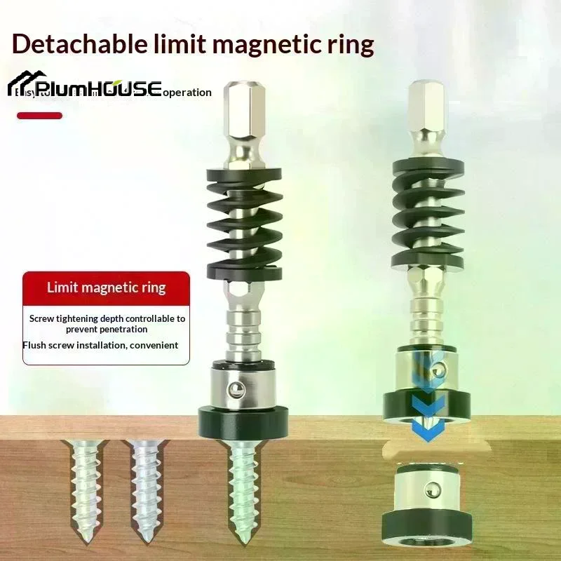 1Pcs 1/4 Inch Hexagonal PH2 Cross Screwdriver Head Magnetic Screwdriver Head Magnetic Ring Positioning Detachable Limit Ring