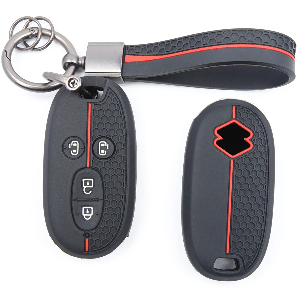 For Suzuki Wagon R Every Hustler Palette Solio Alto Lapin Spacia Protective Silicone Remote Key Case Lanyard Key Ring Precise