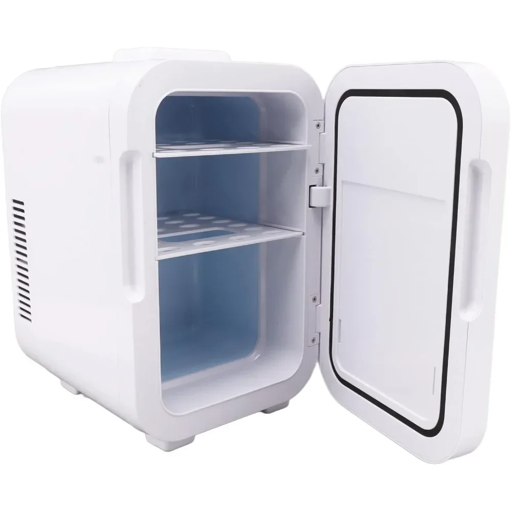 Przenośna lodówka mini 8L, ciche chłodzenie i ogrzewanie z jasnym oświetleniem, do samochodu i domu - duża pojemność na kosmetyki, napoje, me