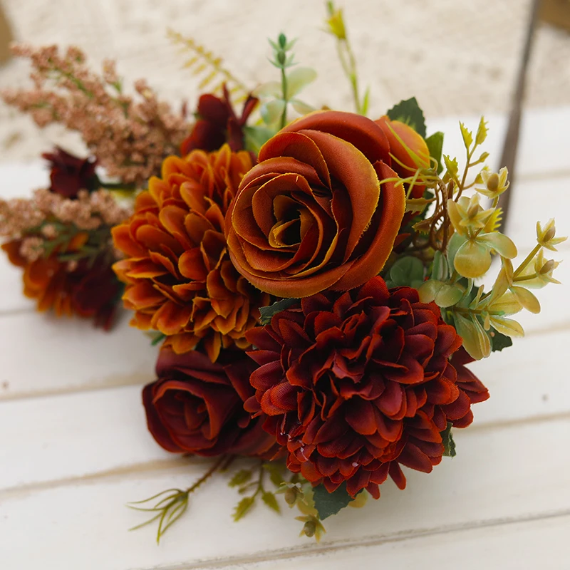 30cm Herbst Pfingstrose künstliche Seide gefälschte Blumen nach Hause Hochzeits dekoration Weihnachts feier DIY Arrangement Rose Bouquet gefälschte Blumen