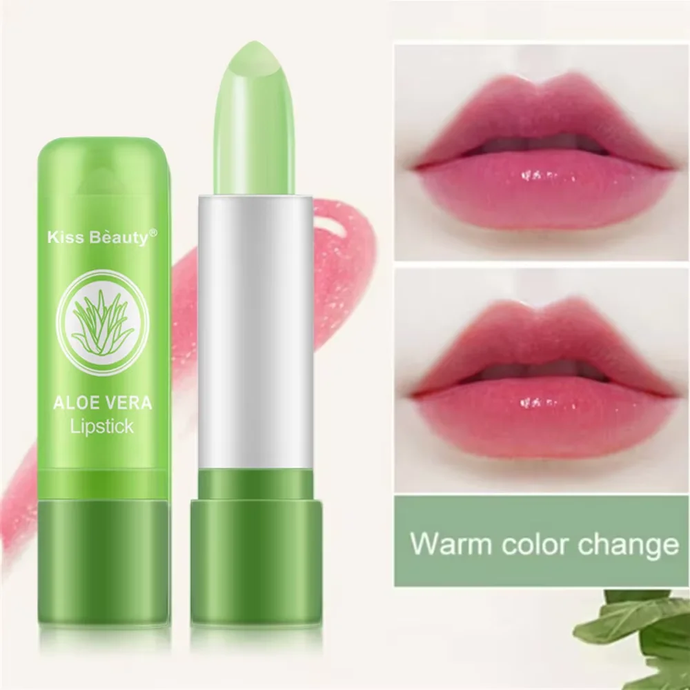New Natural ALOE VERA Temperature Change Color Jelly Lipstick Long Lasting Moistourizing Lip Makeup Lip Balm Lip Gloss
