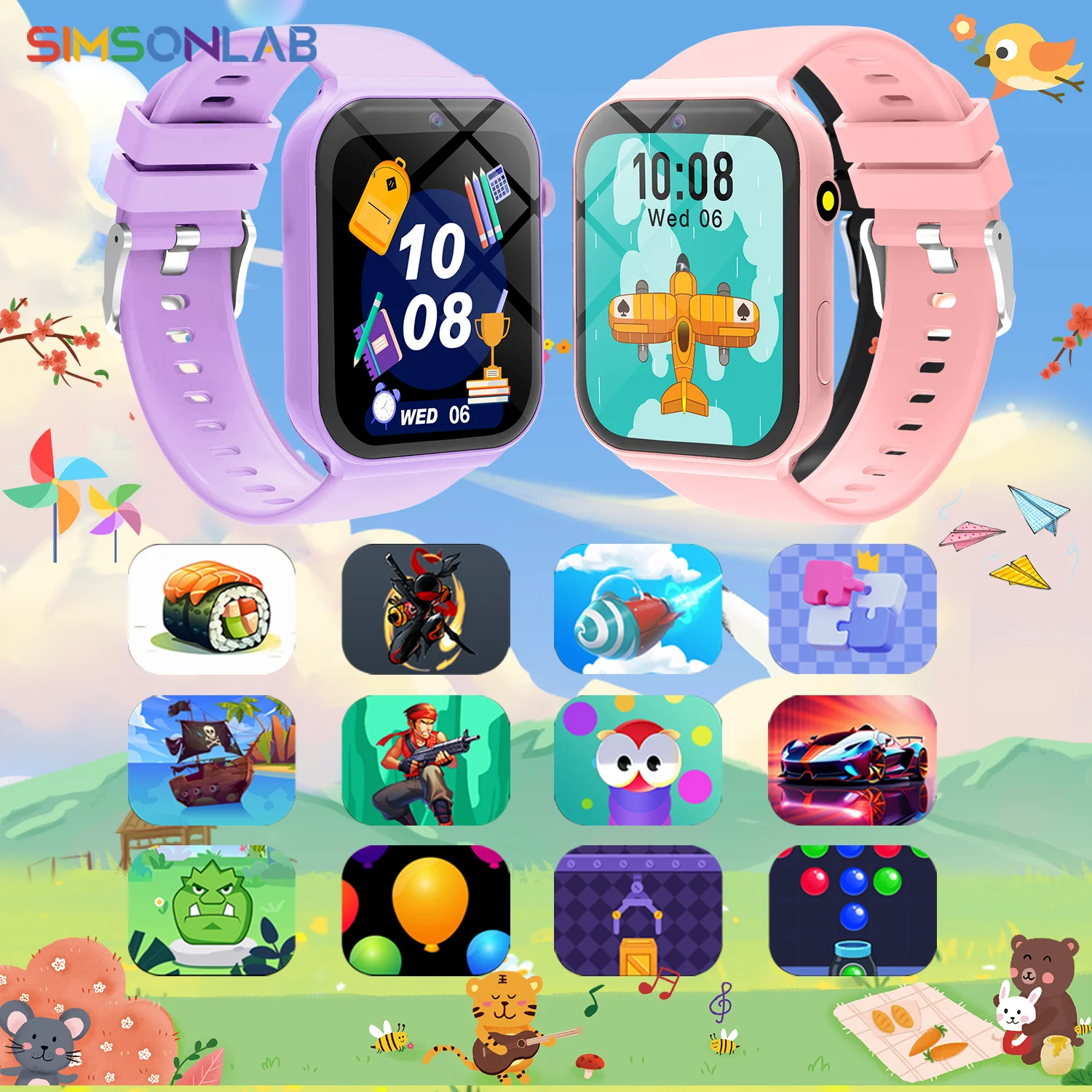 

Детский монитор сна, умные часы, игры, фонарик, водостойкий HD сенсорный экран, камера, будильник, студенческие учебные часы для мальчиков и девочек, подарок