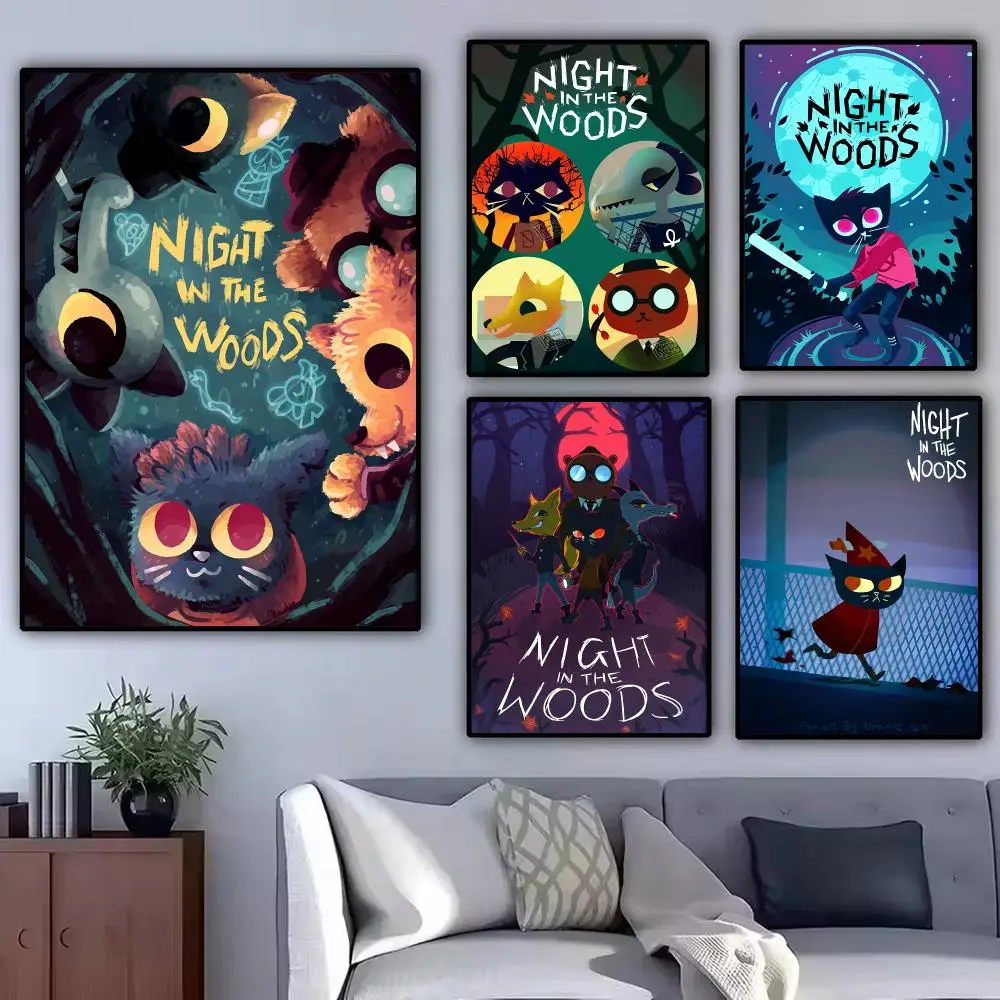 Game N-Night in the Woods Painting Calligraphy Modern Canvas Poster Wall Art Aesthetic Bedroom Decor for Cafe Home Gift