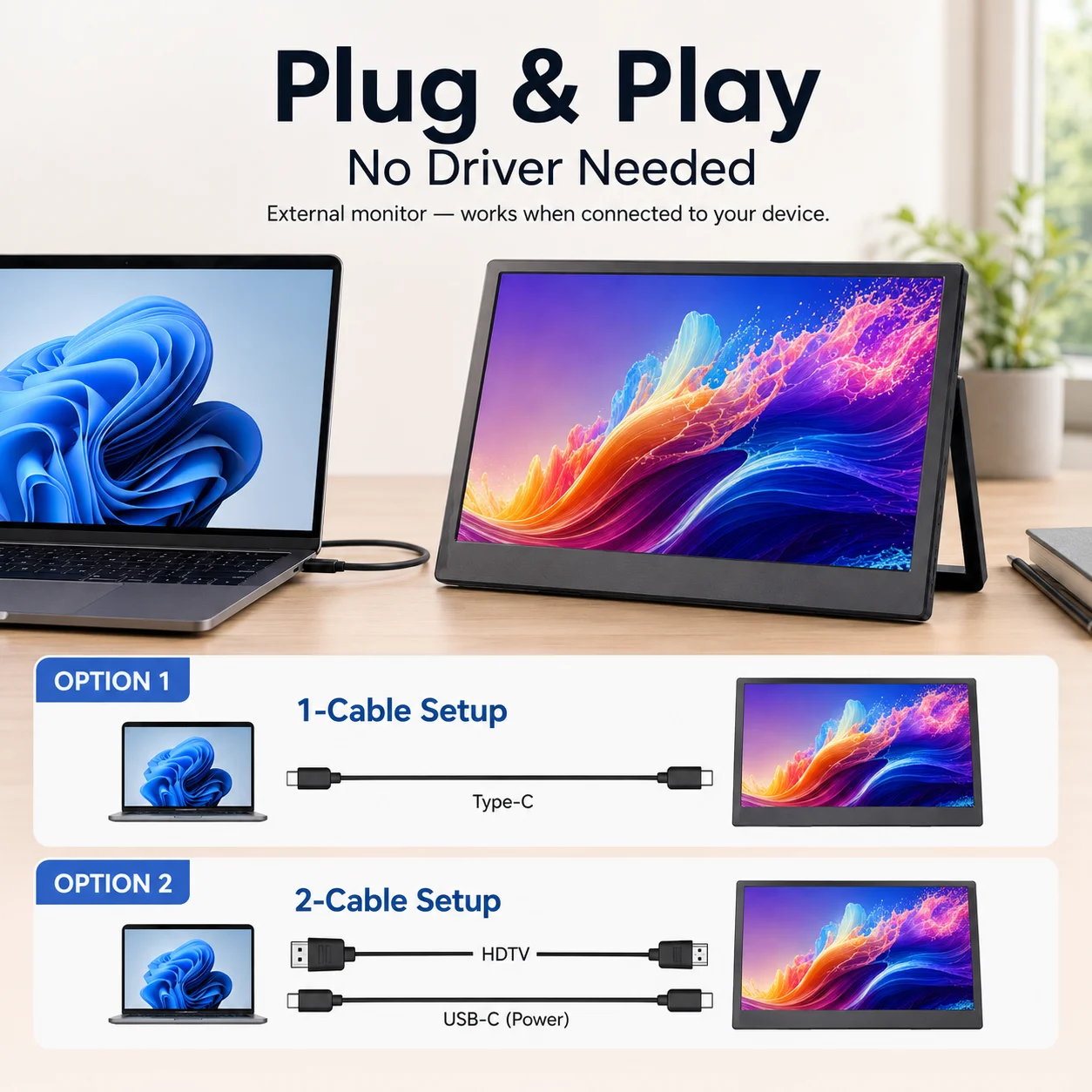 LESOWN 11.6 Inch Laptop Screen Extender 768P Resolution Plug & Play External Display for Steam Deck