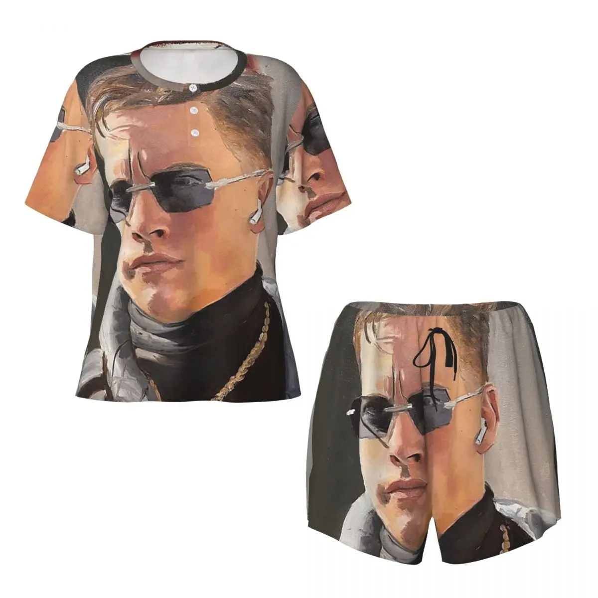 

Joe Burrow Bengals Round Neck Short Sleeves Nightdress for Sleeping Sleepshirts Women Soft Pajama Set Short Pants