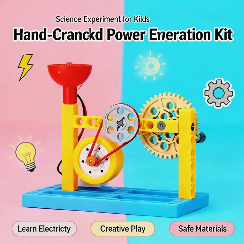 Hand‑Crank Electricity Generation Kit  Science Experiment Toy Educational Physics Building Set  Learn Power Generation Principle