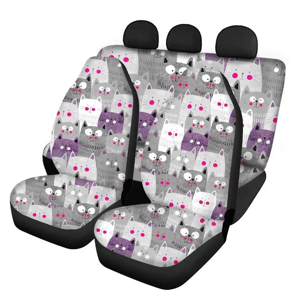 

Cute Cat Family Printed Car Seat Cover Elastic Car Front And Rear Seat Cover Full Set Suitable For Most Truck SUV Car Sets 2022