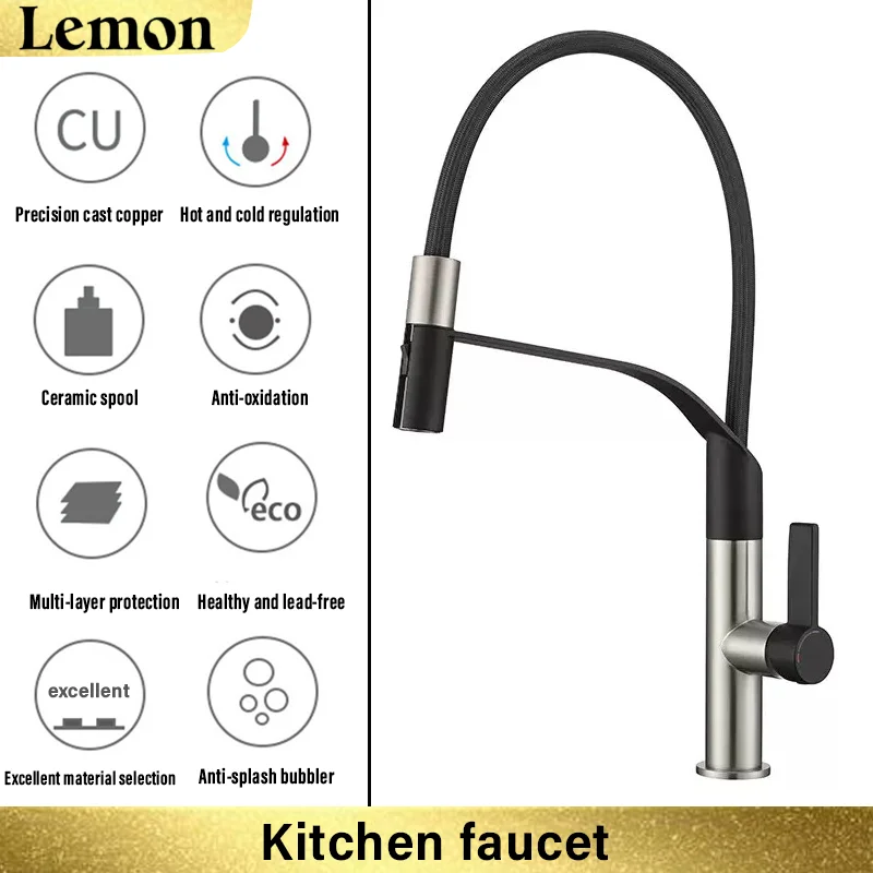 

Kitchen basin mixer, 360°swivel, multifunctional spout mode, hot and cold mixing spout, ceramic valve core