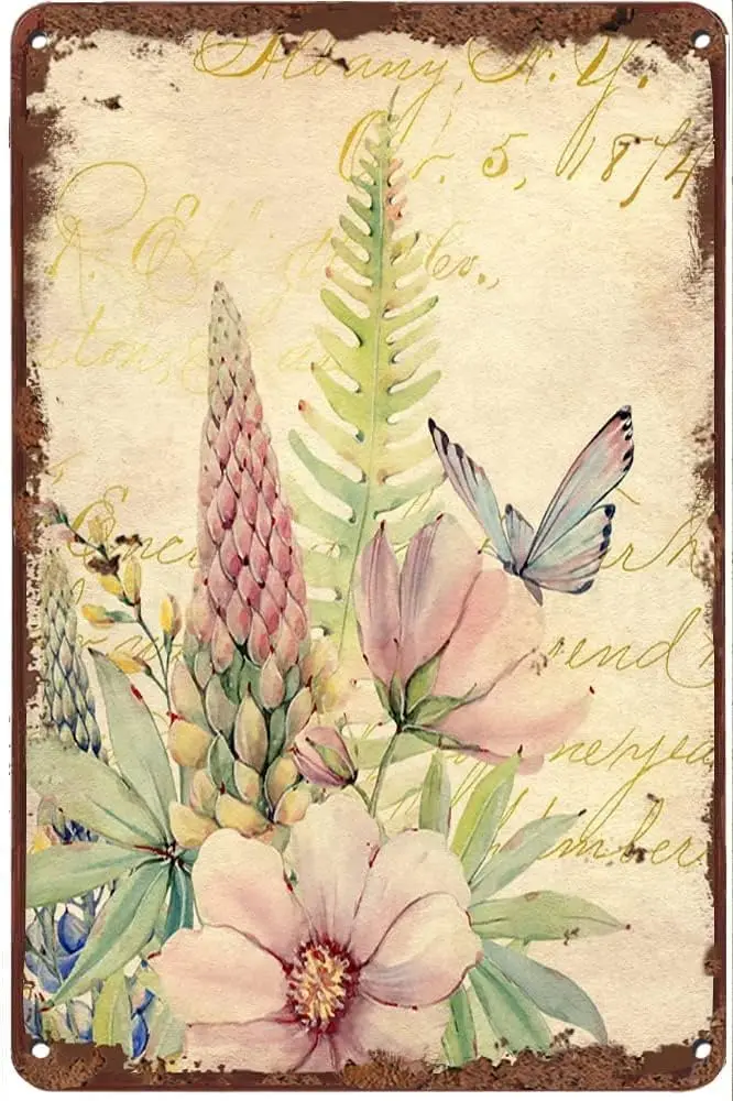 Metal Tin Sign Wildlife Flower  Funny Tin Sign Summer Wall Decor Farmhouse Decor for Home Cafes Office Store Pubs Club Sign Gift